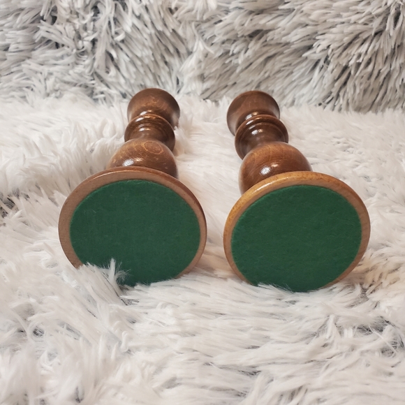 Vintage Wooden Candlestick Holders Set of 2 Brown - Picture 3 of 6